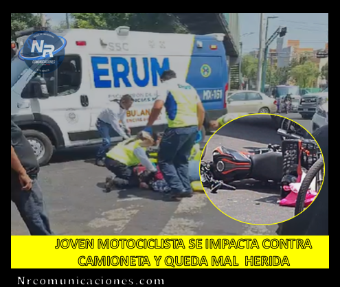 Joven motociclista queda lesionada al impactar contra vehículo particular
